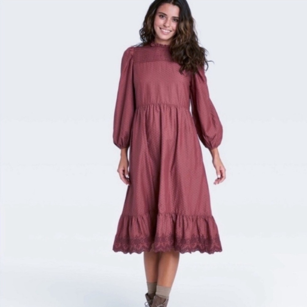 Universal Threads Rust‎ Red Midi Dress Cottage Core Prairie Peasant 2X